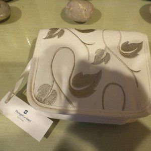 TRAVEL MAKE-UP CASE~Cotton Blend~Exterior Decorative Embroidery~Zip on 3 sides
